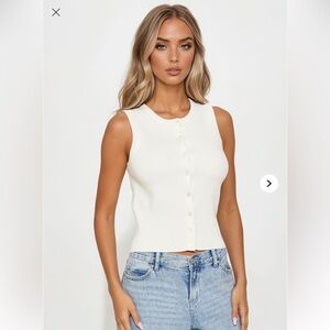 White Cardigan Vest Sleeveless
